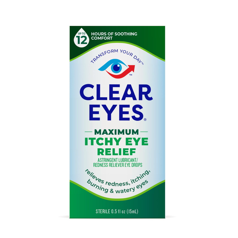 Clear Eyes Maximum Itchy Eye Relief Lubricant Eye Drops, 0.5 Oz