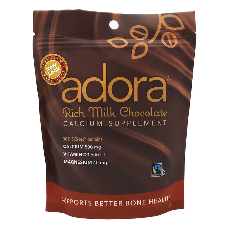 Adora Calcium Supplement Rich Milk Chocolate 500mg Support Bone Health 30Ea