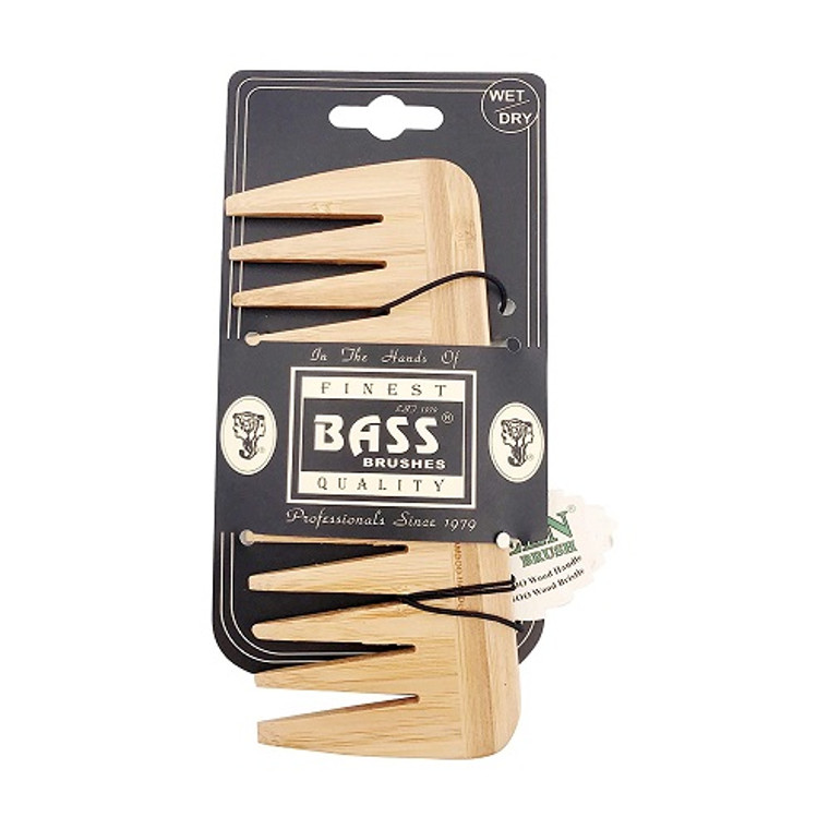 Bass Brushes Medium Wood Comb with Wide Tooth, 1 Ea