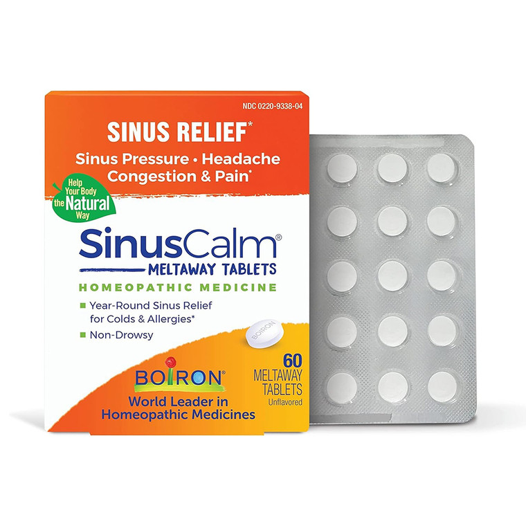 Boiron SinusCalm Meltaway Tablets Homeopathic Medicine for Sinus Relief Comforting Soothing 60Ea