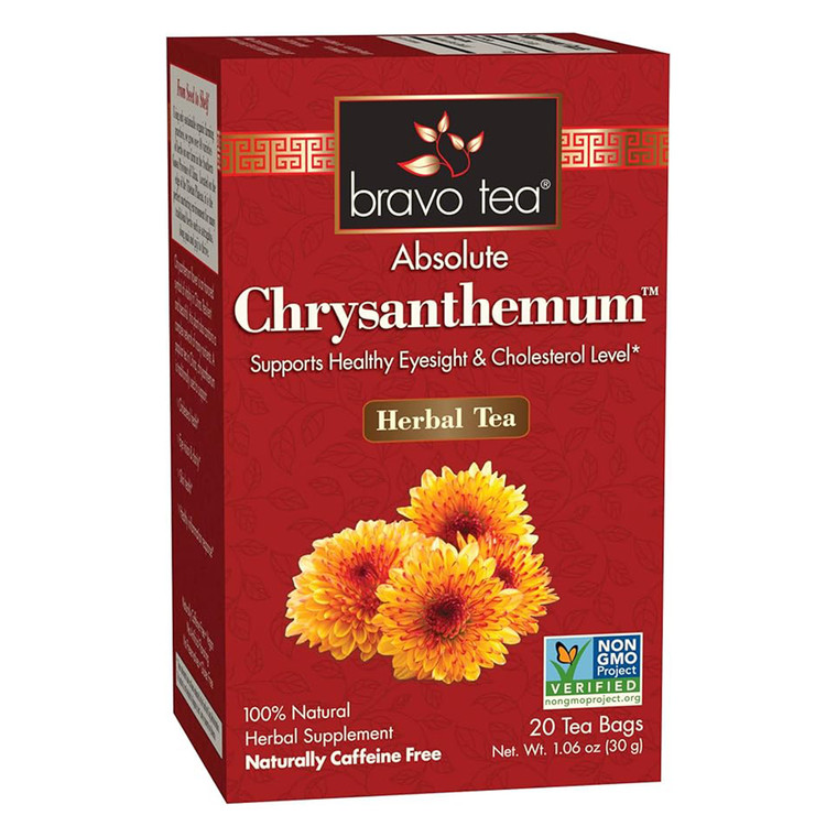Bravo Tea Absolute Chrysanthemum Herbal Tea Bags Support Healthy Eyesight and Cholesterol Level 20Ea