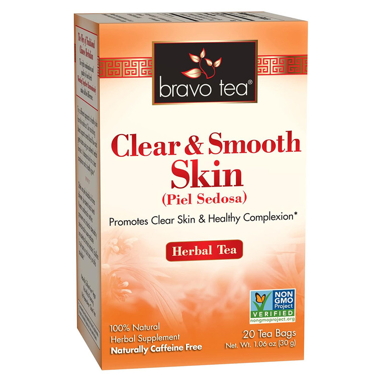 Bravo Tea Clear and Smooth Skin Herbal Tea Bags Promotes Clear Skin and Healthy Complexion 20Ea