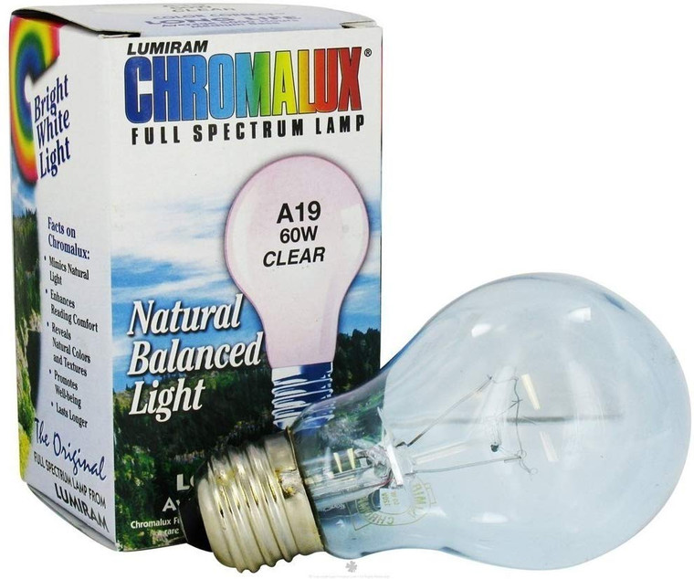 Chromalux Standard Full Spectrum 60 Watt Bulb Clear Lamp Natural Balanced Light, 1 Ea