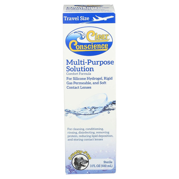 Clear Conscience Multi-Purpose Solution Contact Lenses Travel Size Gentle Lens Care Formula 3Oz (100ml)