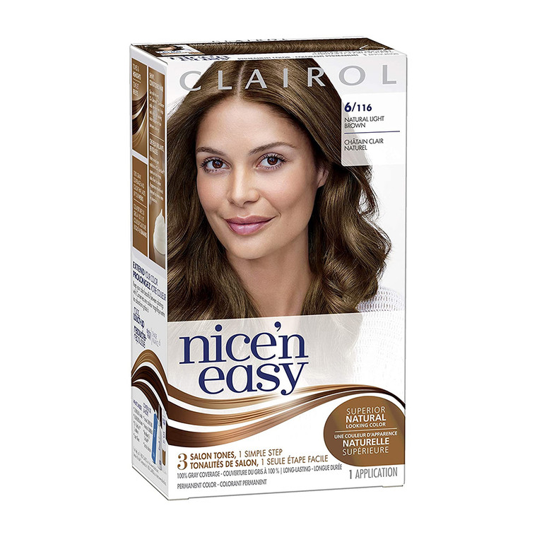 Clairol Nice N Easy Permanent Hair Color Kit, Natural Light Neutral Brown #116, 1 Ea