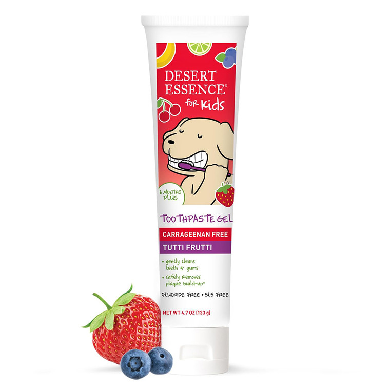 Desert Essence Tutti Frutti Gel Toothpaste for Kids Gentle Oral Care Formula 4.7Oz (133g)