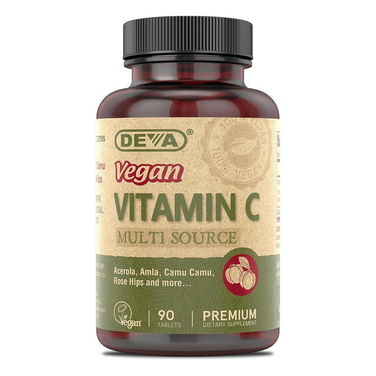 Deva Nutrition Premium Vegan Vitamin C Multi Source Tablets Immune Support Formula 90Ea