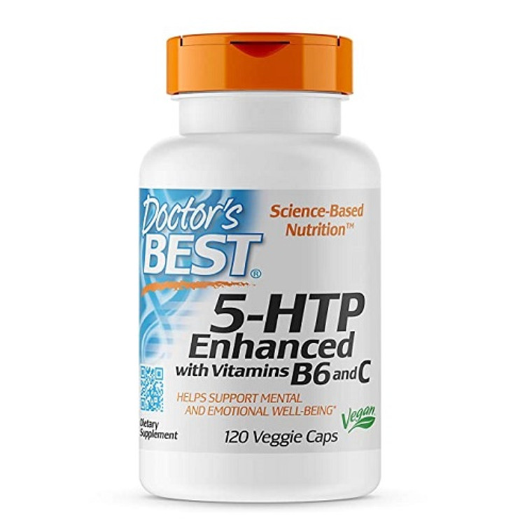 Doctors Best 5-HTP Enhanced with Vitamins B6 and C Veggie Capsules, 120 Ea