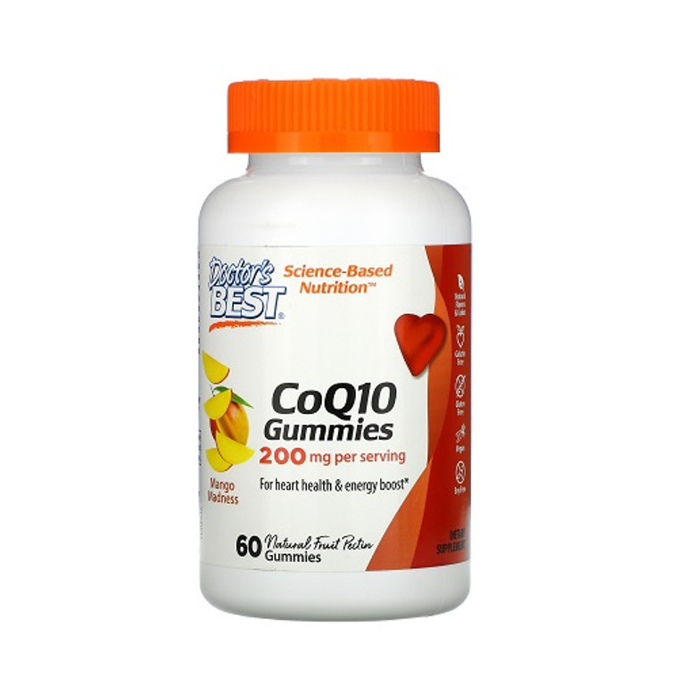 Doctors Best CoQ10 Natural Fruit Pectin 200mg Mango Gummies, 60 Ea