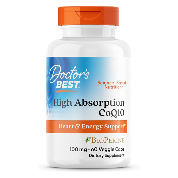Doctors Best High Absorption CoQ10 100 mg with BioPerine Vegetable Capsules Heart Health Energy Support 60Ea