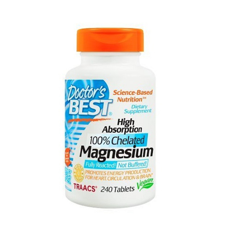 Doctors Best High Absorption 100% Chelated Magnesium Tablets, 240 Ea