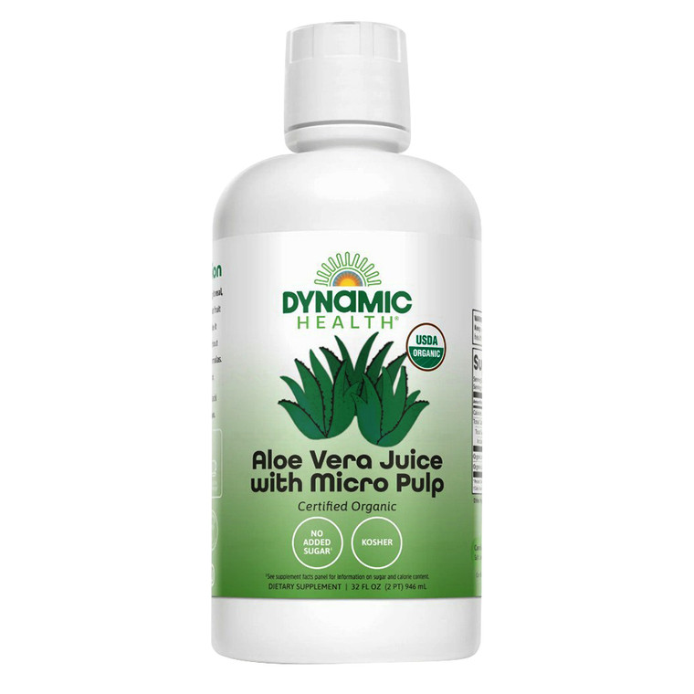 Dynamic Health Organic Aloe Vera Juice with Micro Pulp Liquid, 32 Oz