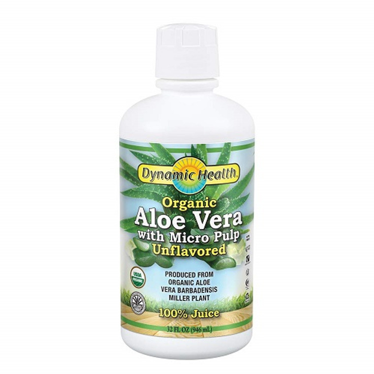 Dynamic Health Organic Aloe Vera Juice with Micro Pulp Liquid, 32 Oz