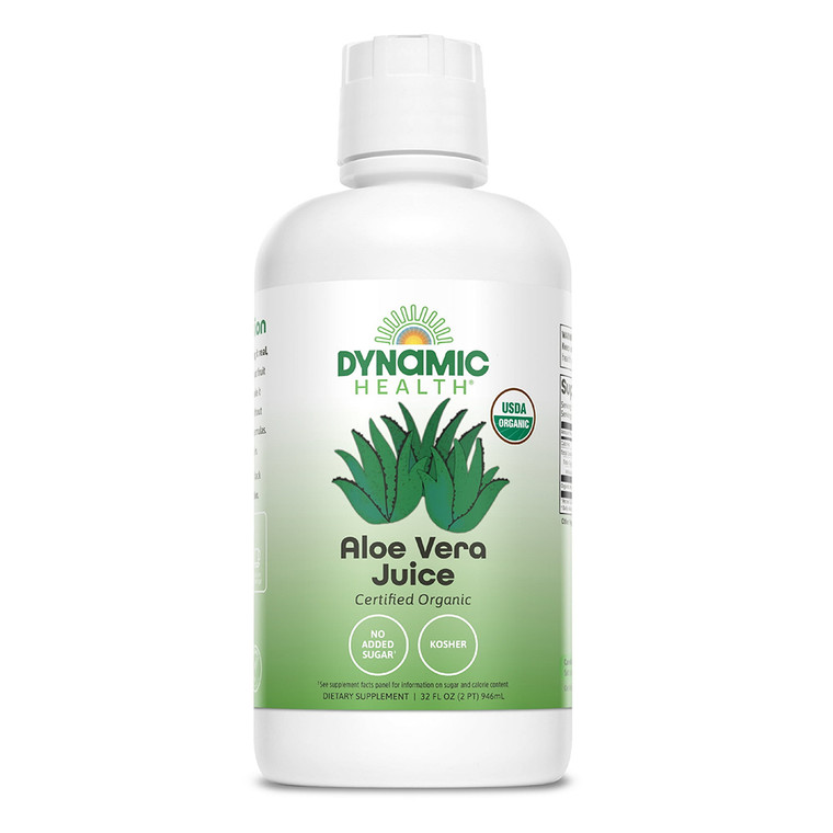 Dynamic Health Certified Organic Aloe Vera Juice Unflavored, 32 Oz