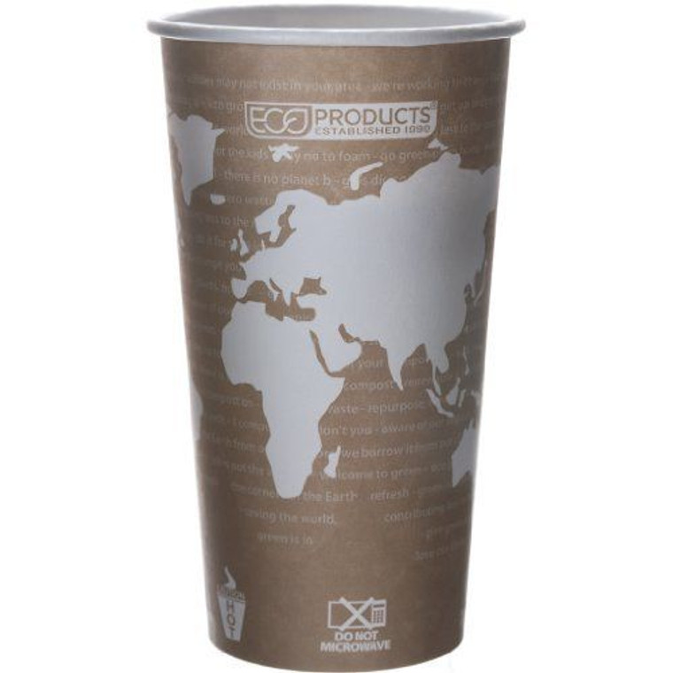Eco Products World Art Renewable Resource Compostable Hot Drink Cups, 20 Oz