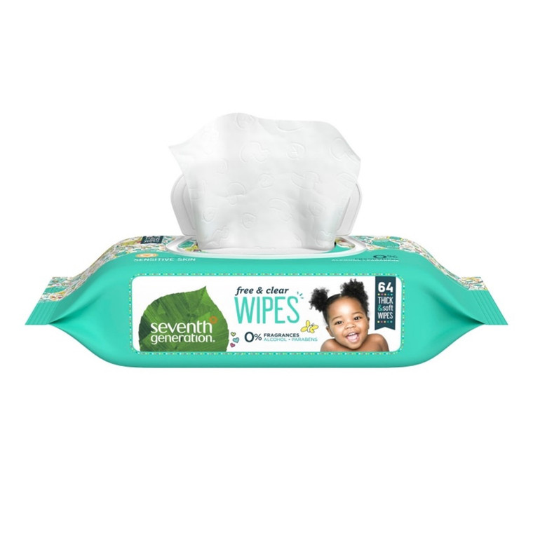 Seventh Generation Free & Clear Baby Wipes Refill Pack, 64 Ea