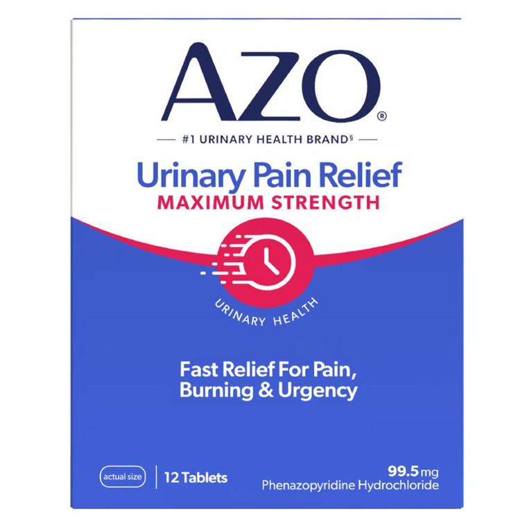 Azo Urinary Pain Relief Maximum Strength Tablets for Relief from Burning and Discomfort 12Ea