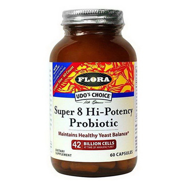 Flora Super 8 Hi Potency Probiotic Capsules, 60 Ea