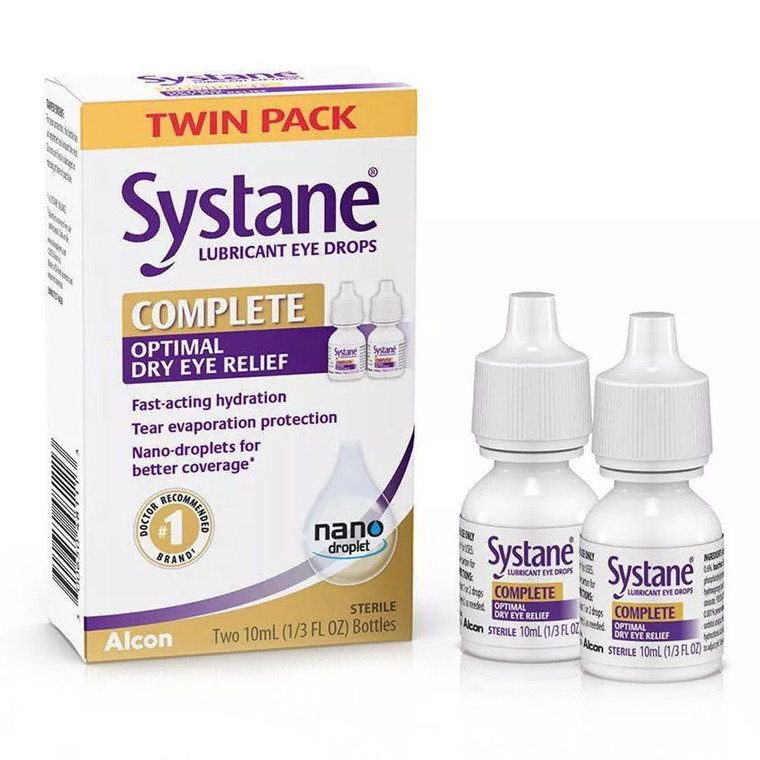 Systane Complete Optimal Dry Eye Relief Lubricant Eye Drops, Twin pack, 1 Ea