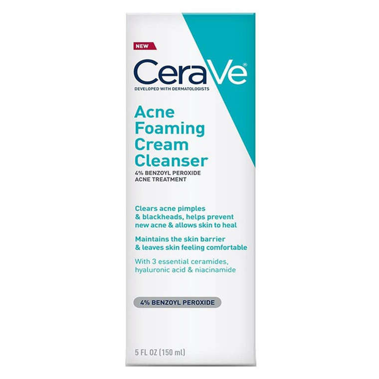 Cerave Acne Foaming Cream Face Cleanser Prevent Pimples Acne and Allow Skin to Heal 5Oz (150ml)