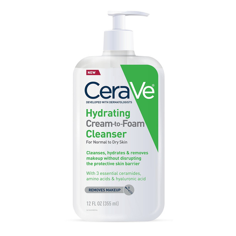 CeraVe Hydrating Cream-to-Foam Face Cleanser, 12 Oz