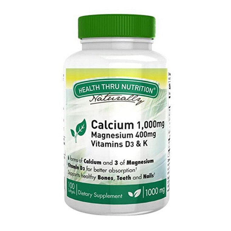 Health Thru Nutrition Calcium with Vitamin D3 and Magnesium Softgels, 100 Ea
