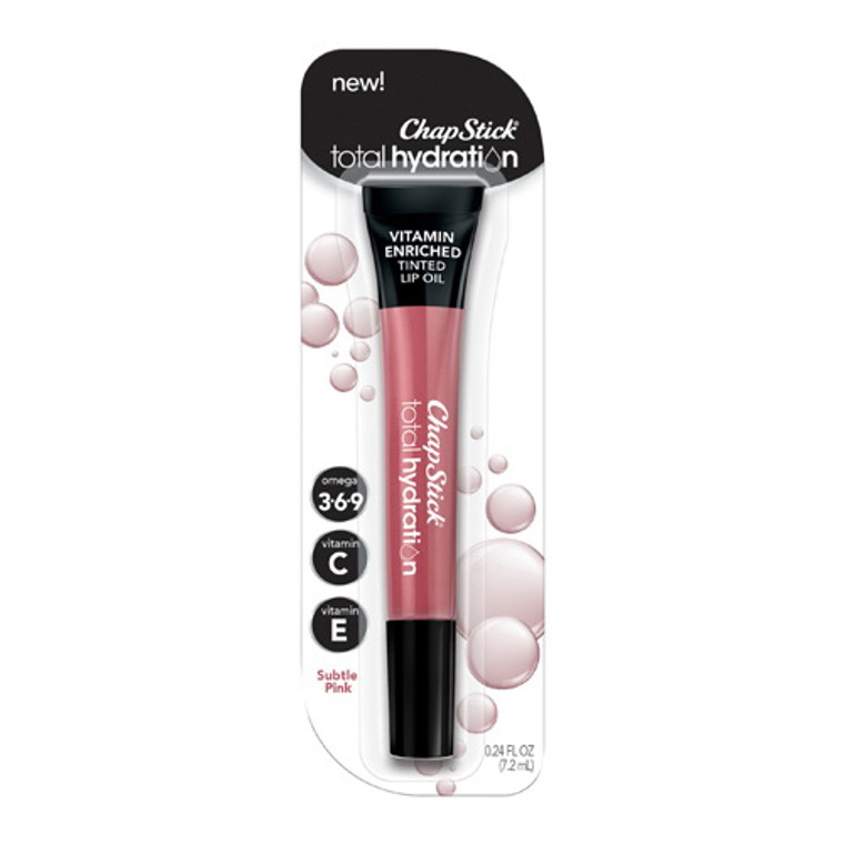 ChapStick Total Hydration Vitamin Enriched Tinted Subtle Pink Lip Oil, 0.24 Oz
