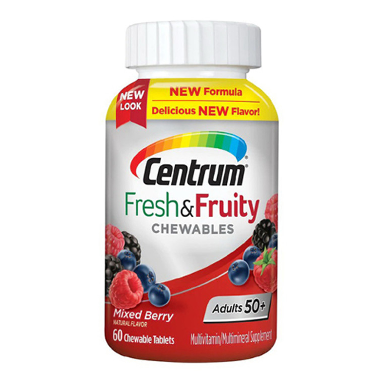 Centrum Adults 50+ Fresh & Fruity Chewables Supplement Mixed Berry, 60 Ea