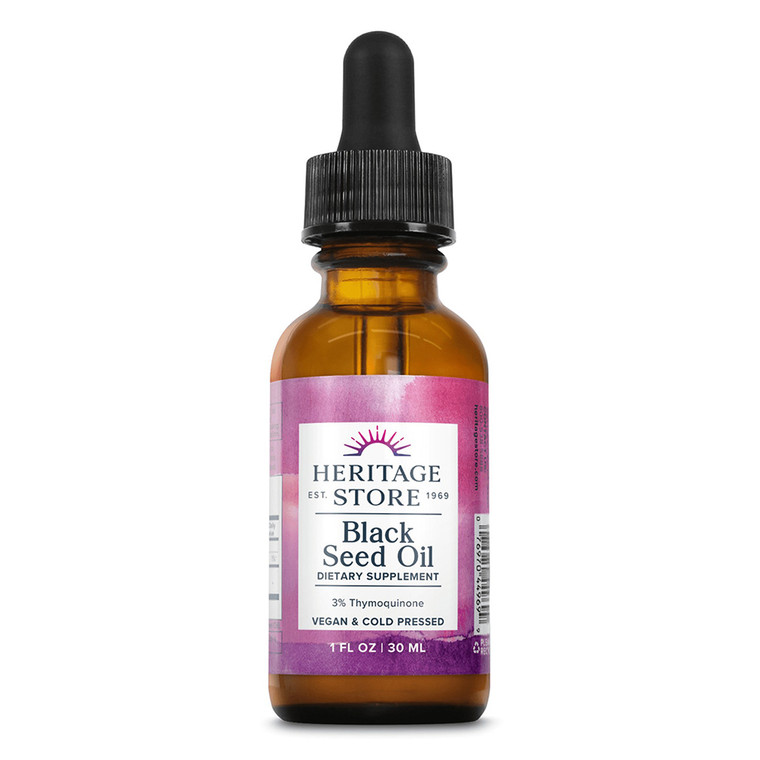 Heritage Store Black Seed Oil for Immune Heart and Digestive Support and Skin and Hair Nourishment 1Oz (30ml)