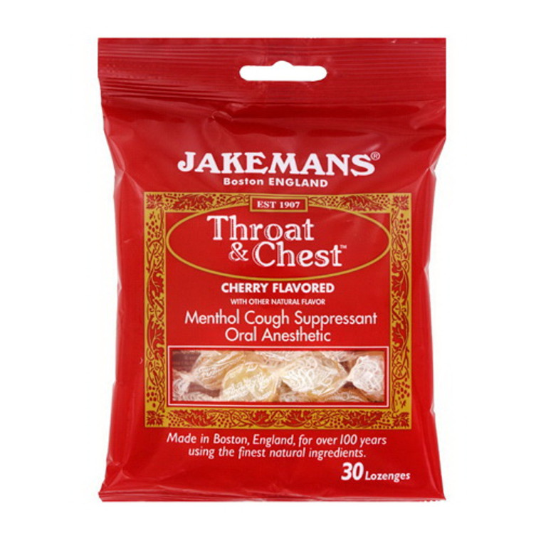 Jakemans Throat And Chest Lozenges, Cherry, 30 Ea