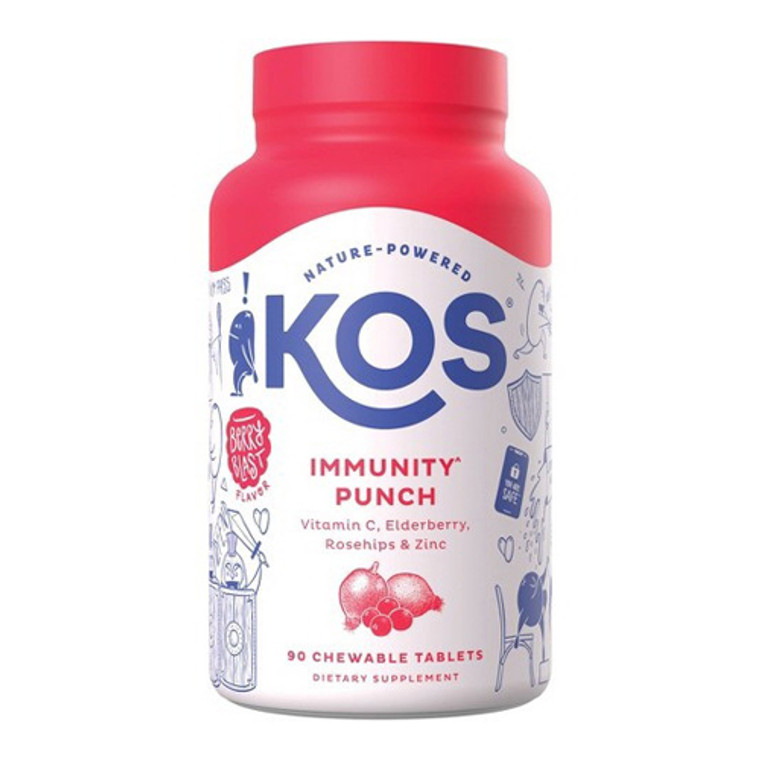KOS Nature Powered Immunity Punch Chewable Tablets, 90 Ea