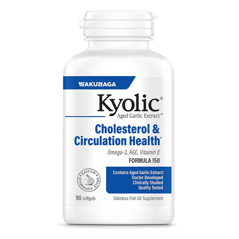 Kyolic Aged Garlic Extract Cholesterol and Circulation Health Formula 150 Softgels 90Ea