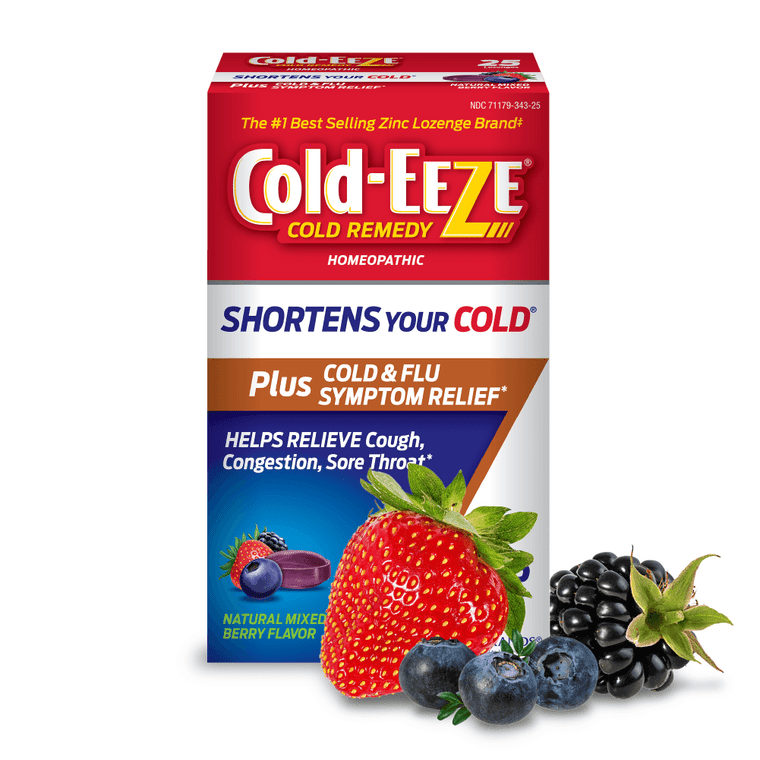 Cold-Eeze Plus Cold and Flu Natural Mixed Berry Flavor Lozenge, 25 Ea