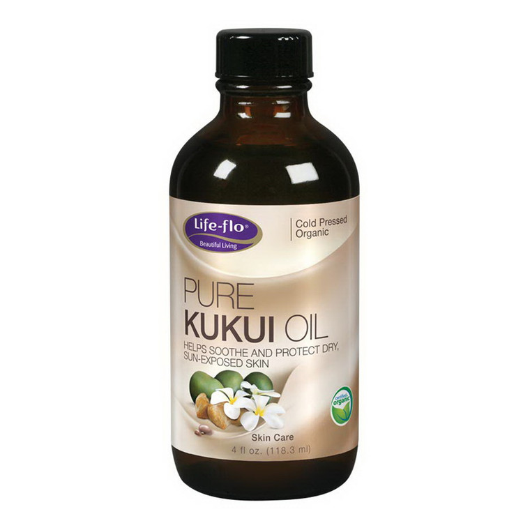 Life Flo Cold Pressed Organically Grown Pure Kukui Oil Skin Care, 4 Oz