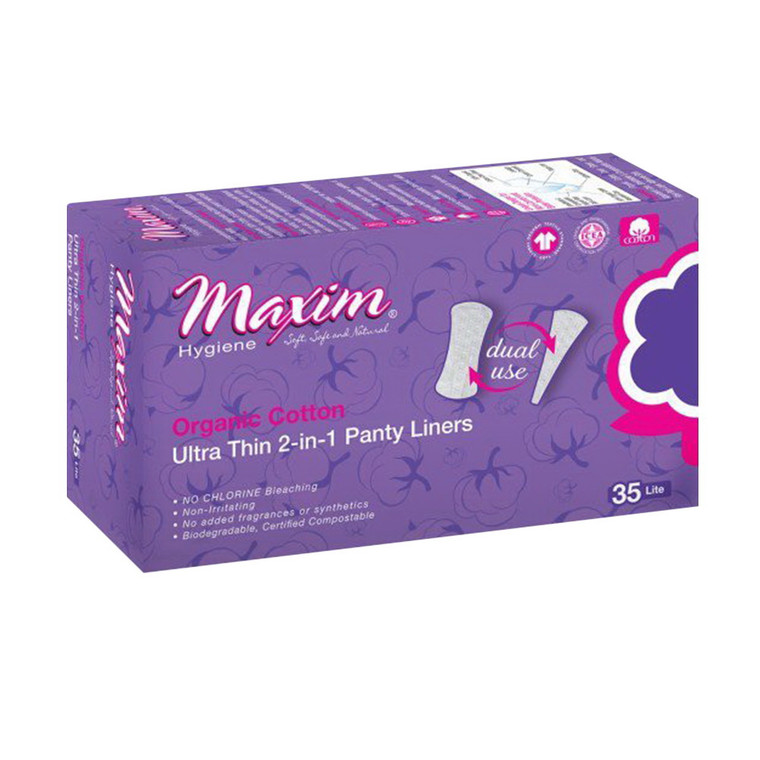 Maxim Organic Cotton Ultra Thin 2 In 1 Panty Liner Lite, 35 Ea