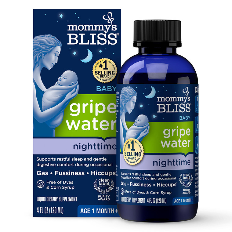 Mommys Bliss Baby Night Time Gripe Water Relief for Occasional Stomach Discomfort Gas and Fussiness 4Oz (120ml)