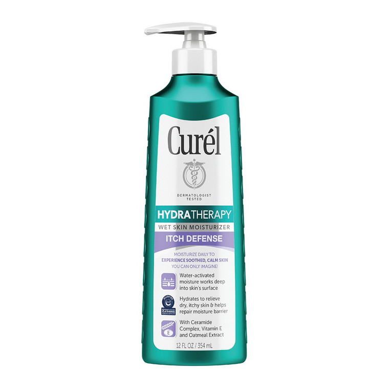 Curel Hydra Therapy Itch Defense Wet Skin Moisturizer for Dry, Itchy Skin, 12 Oz