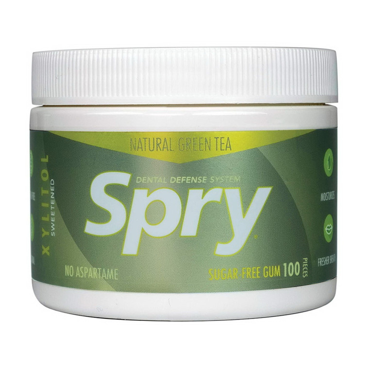 Spry Fresh Natural Xylitol Green Tea Chewing Gum, 100 Ea