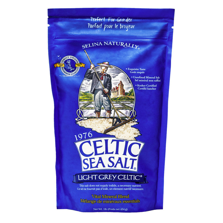 Selina Naturally Celtic Sea Salt Light Grey Coarse Unrefined and Free of Chemical Additives 16Oz (454g)