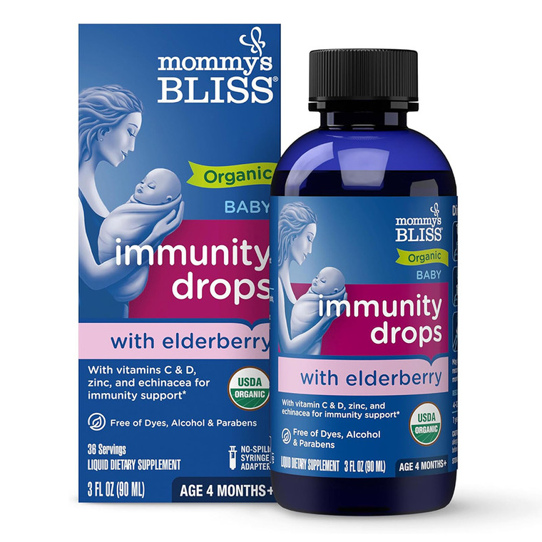 Mommys Bliss Organic Baby Elderberry Drops for Immunity Support 3Oz (90ml)