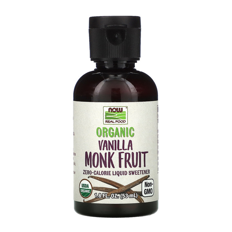 Now Real Food Organic Monk Fruit Liquid Sweetener, Vanilla, 1.8 Oz