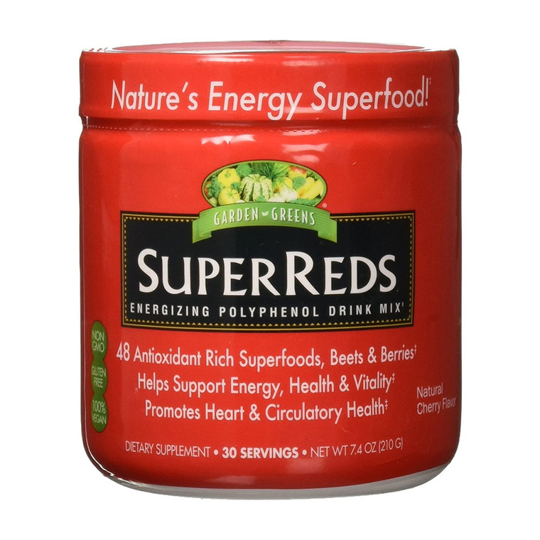 Garden Greens Super Reds Energizing Polyphenol Drink Mix, Cherry, 7.4 Oz