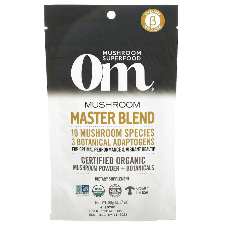 Om Organic Mushroom Master Blend Supplement Powder, 3.17 Oz