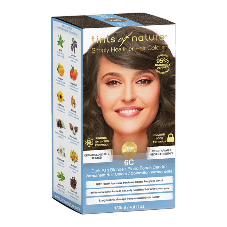 Tints of Nature 6C Dark Ash Blonde Permanent Hair Colour, 4.4 Oz