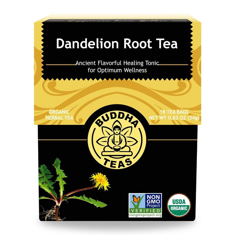 Buddha Teas Organic Dandelion Root Tea Bags Promotes Liver Function 18Ea