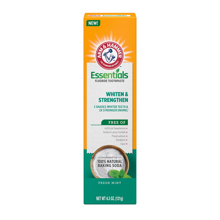 Arm & Hammer Essentials Whiten & Strengthen Fluoride Toothpaste, 4.3 Oz