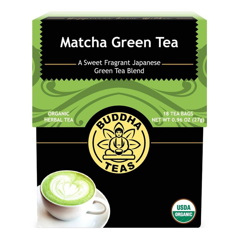 Buddha Tea Organic Matcha Green Tea Bags Boosts Energy Levels 18Ea