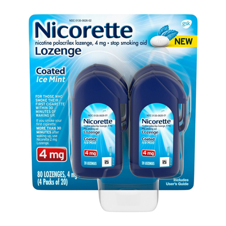 Nicorette Coated Nicotine Lozenge 4mg Stop Smoking Aid, Ice Mint, 80ct