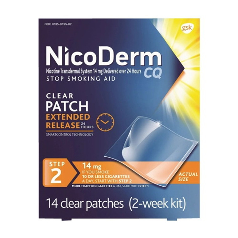 Nicoderm CQ Clear Nicotine Patch 14 Mg Stop Smoking Aid, 14 Ea