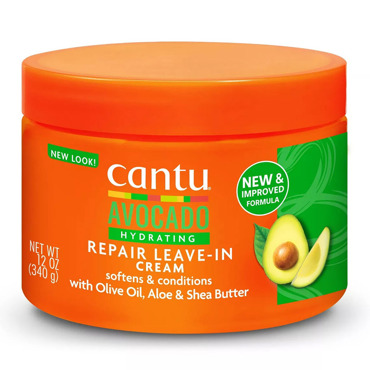 Cantu Avocado Hydrating Repair Leave In Hair Cream with Olive Oil Aloe and Shea Butter 12Oz (340g)